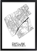 Rijswijk Plattegrond poster A2 + fotolijst zwart (42x59,4cm) - DesignClaud