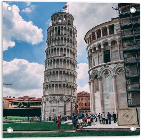 Tuinposter – Toren van Pisa - Italië - 50x50cm Foto op Tuinposter  (wanddecoratie voor buiten en binnen)