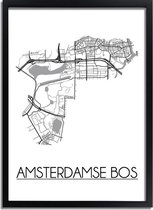 Amsterdamse Bos Plattegrond poster A4 + fotolijst zwart (21x29,7cm) - DesignClaud