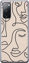 Leuke Telefoonhoesjes - Hoesje geschikt voor Samsung Galaxy S20 FE - Abstract gezicht lijnen - Soft case - TPU - Print / Illustratie - Beige