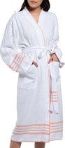 Hamam Badjas Krem Sultan Kimono White Melon - S - unisex - hotelkwaliteit - sauna badjas - luxe badjas - dunne zomer badjas - ochtendjas