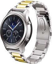 Stalen Smartwatch bandje - Geschikt voor  Samsung Gear S3 stalen band - zilver/goud - Horlogeband / Polsband / Armband