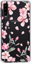 Hoesje Siliconen Geschikt voor Samsung Galaxy A7 (2018) - Design Backcover siliconen - Meerkleurig / Blossom Watercolor Pink