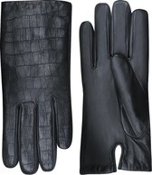 Laimböck Leren handschoenen dames met croco print model Lianes  Color: Black, Size: 7