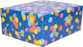 2x Rollen Inpakpapier blauw met gekleurde ballonnen design - 70 x 200 cm - kadopapier / cadeaupapier