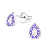 Aramat jewels ® - Kinder oorbellen druppel 925 zilver paars 6mm