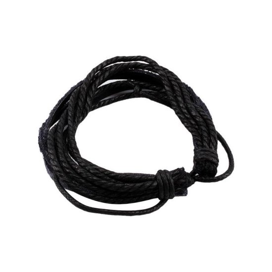 Leren touwtjes armband zwart verstelbaar | bol.com