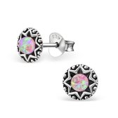 Aramat jewels ® - Bali oorbellen opaal roze 925 zilver 6mm