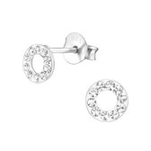Aramat jewels ® - 925 sterling zilveren kinder oorbellen cirkel transparant kristal 5mm