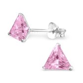Aramat jewels ® - Oorbellen driehoek roze 925 zilver zirkonia 6mm