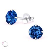 Aramat jewels ® - Oorstekers sterling zilver 6mm swarovski elements kristal capri blauw