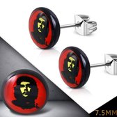 Aramat jewels ® - Oorknoppen che guevara acryl staal 7.5mm