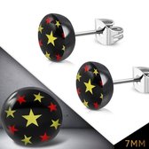Aramat jewels ® - Oorknopjes sterren zwart acryl staal 7mm
