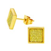 Aramat jewels ® - Zweerknopjes sandblasted oorbellen goudkleurig chirurgisch staal 8mm