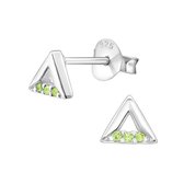 Aramat jewels ® - Zilveren kinder oorbellen driehoek licht groen 5mm