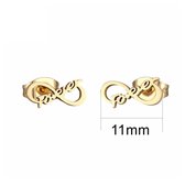 Aramat jewels ® - Zweerknopjes oorbellen infinity forever goudkleurig chirurgisch staal 11mmx5mm