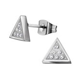 Aramat jewels ® - Zweerknopjes oorbellen driehoek kristal chirurgisch staal 7mm