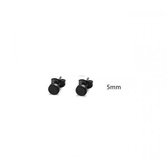 Aramat jewels ® - Zwarte ronde oorbellen zweerknopjes zwart chirurgisch staal 5mm unisex