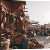 Dibond - Markt in Marrakesh - Marokko  - 80x80cm Foto op Aluminium (Wanddecoratie van metaal)