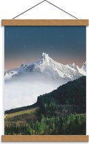 Schoolplaat – Witte Bergtoppen  - 30x40cm Foto op Textielposter (Wanddecoratie op Schoolplaat)