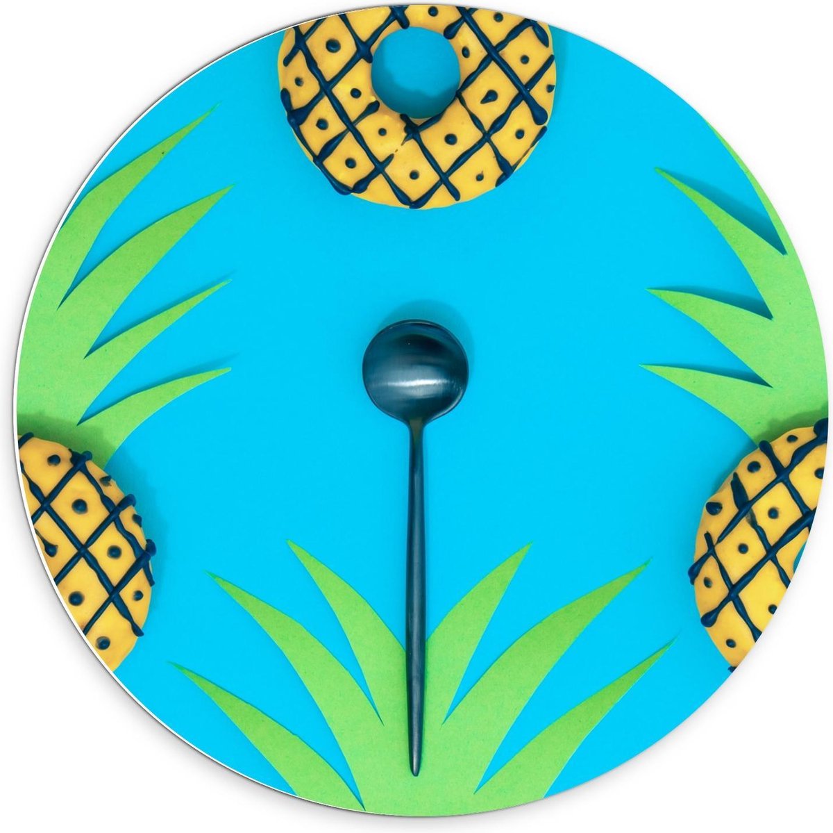 Forex Wandcirkel - Ananas Donuts - 70x70cm Foto op Wandcirkel (met ophangsysteem)