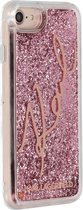 Roze hoesje van Karl Lagerfeld - Backcover -iPhone 7-8 iPhone SE2 2020 - Glitter Signature
