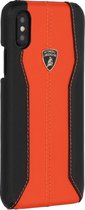Oranje hoesje van Lamborghini - Backcover - D1 Serie - iPhone X-Xs - Genuine Leather - Echt leer
