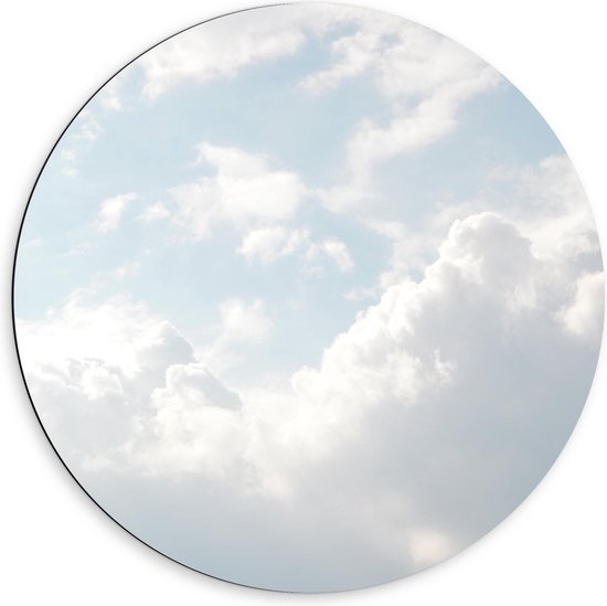 Dibond Wandcirkel - Wolkenvelden met Zonnestralen - 60x60cm Foto op Aluminium Wandcirkel (met ophangsysteem)