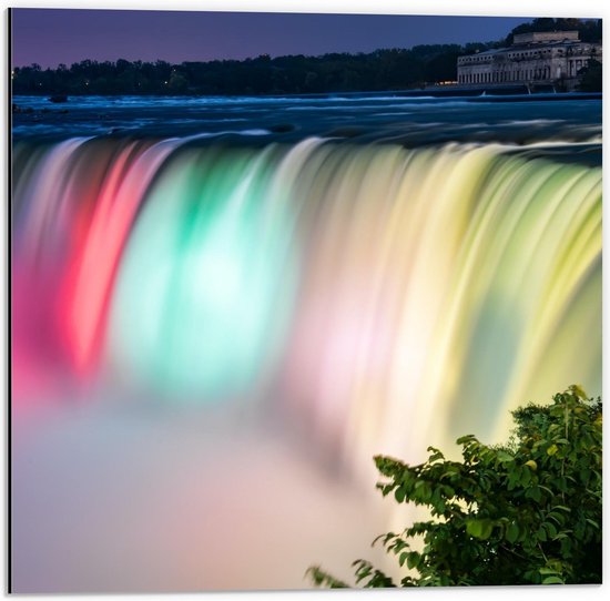 Dibond - Gekleurde Watervallen - 50x50cm Foto op Aluminium (Wanddecoratie van metaal)