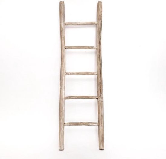Teakea - Houten decoratie ladder | White oiled | 50x5x150