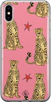 iPhone XS Max hoesje siliconen - The pink leopard | Apple iPhone Xs Max case | TPU backcover transparant