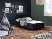 Kinderboxspring Jongens/Meisjes - Inclusief luxe pocketveringmatras - Zwart - 120x200 cm