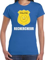Rechercheur politie embleem carnaval t-shirt blauw voor dames 2XL