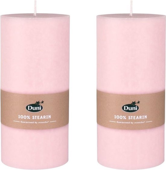 6x stuks mellow roze cilinderkaarsen/stompkaarsen 15 x 7 cm 50 branduren - geurloze kaarsen