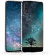 kwmobile telefoonhoesje voor Samsung Galaxy A70 - Hoesje voor smartphone in blauw / grijs / zwart - Sterrenstelsel en Boom design