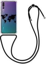 kwmobile telefoonhoesje voor Huawei P20 Pro - Hoesje met koord in zwart / transparant - Back cover voor smartphone
