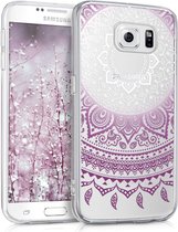 kwmobile telefoonhoesje voor Samsung Galaxy S6 / S6 Duos - Hoesje voor smartphone in paars / wit / transparant - Indian Sun design