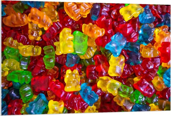 Forex - Gekleurde Gummybeertjes - 120x80cm Foto op Forex