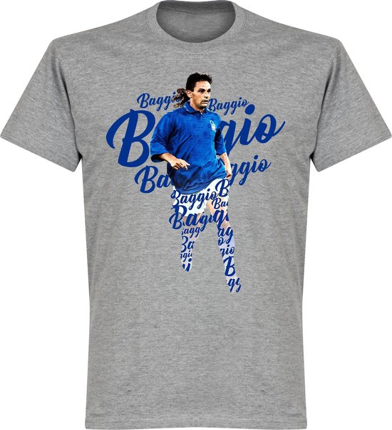 Roberto Baggio Italië Script T-Shirt - Grijs - 3XL