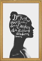 JUNIQE - Poster met houten lijst Denken -20x30 /Wit & Zwart