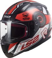 LS2 FF353 Rapid Stratus Gloss Black Red Silver Full Face Helmet 2XL - Maat 2XL - Helm