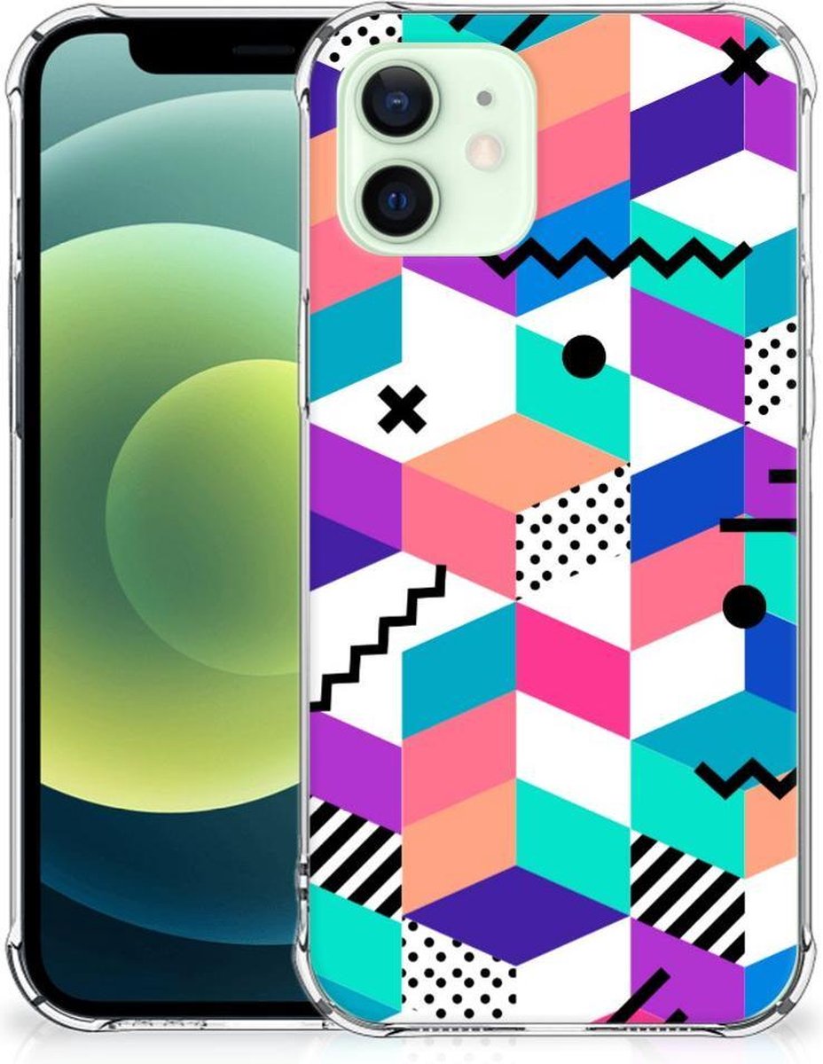 Back Cover voor iPhone 12 Mini Shockproof Case Blokken Kleurrijk