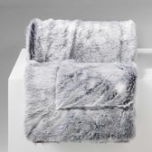 Plaid-dekens- kunst bont antartic 180x220cm grijs polyester hoog polig