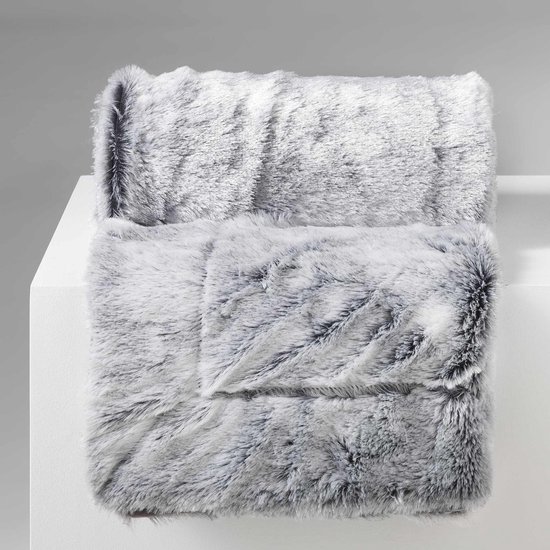 minimum Belonend Afwijzen Plaid-dekens- kunst bont antartic 180x220cm grijs polyester hoog polig |  bol.com