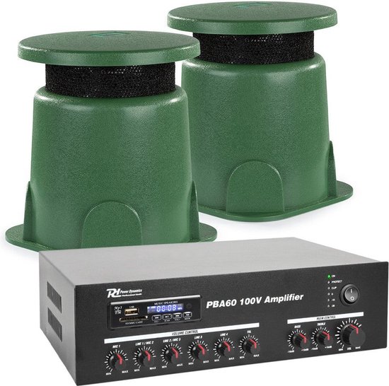 Tuin of terras geluidsinstallatie met twee weerbestendige speakers — afbeelding 4