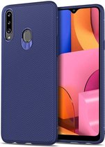 Samsung Galaxy A20s Hoesje Twill Slim Textuur Back Cover Blauw