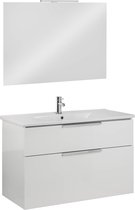 Bauer Möbel badmeubelset 100x45cm Wit met keramische wastafel en spiegel