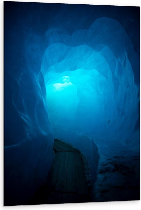 Dibond - Blauwe Tunnel - 80x120cm Foto op Aluminium (Met Ophangsysteem)
