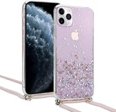 Born To Sparkle geschikt voor Apple iPhone 11 Pro Max hoesje met koord - roze