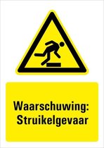 Sticker met tekst waarschuwing struikelgevaar, W007 297 x 420 mm